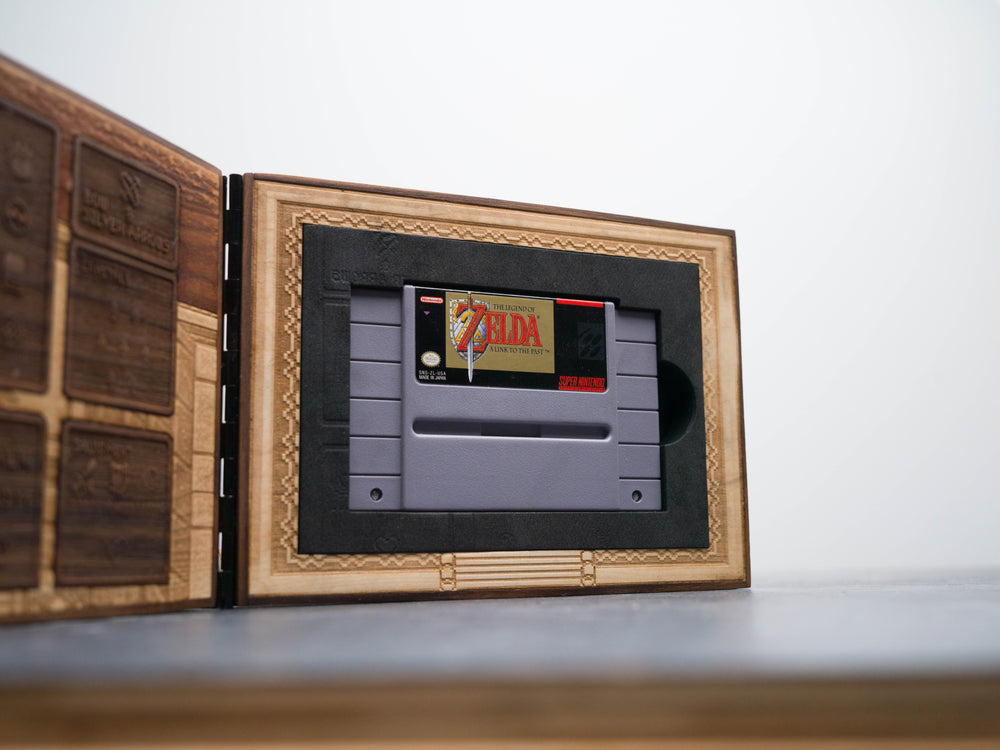 Wooden Zelda Link to the Past SNES Cartridge holder