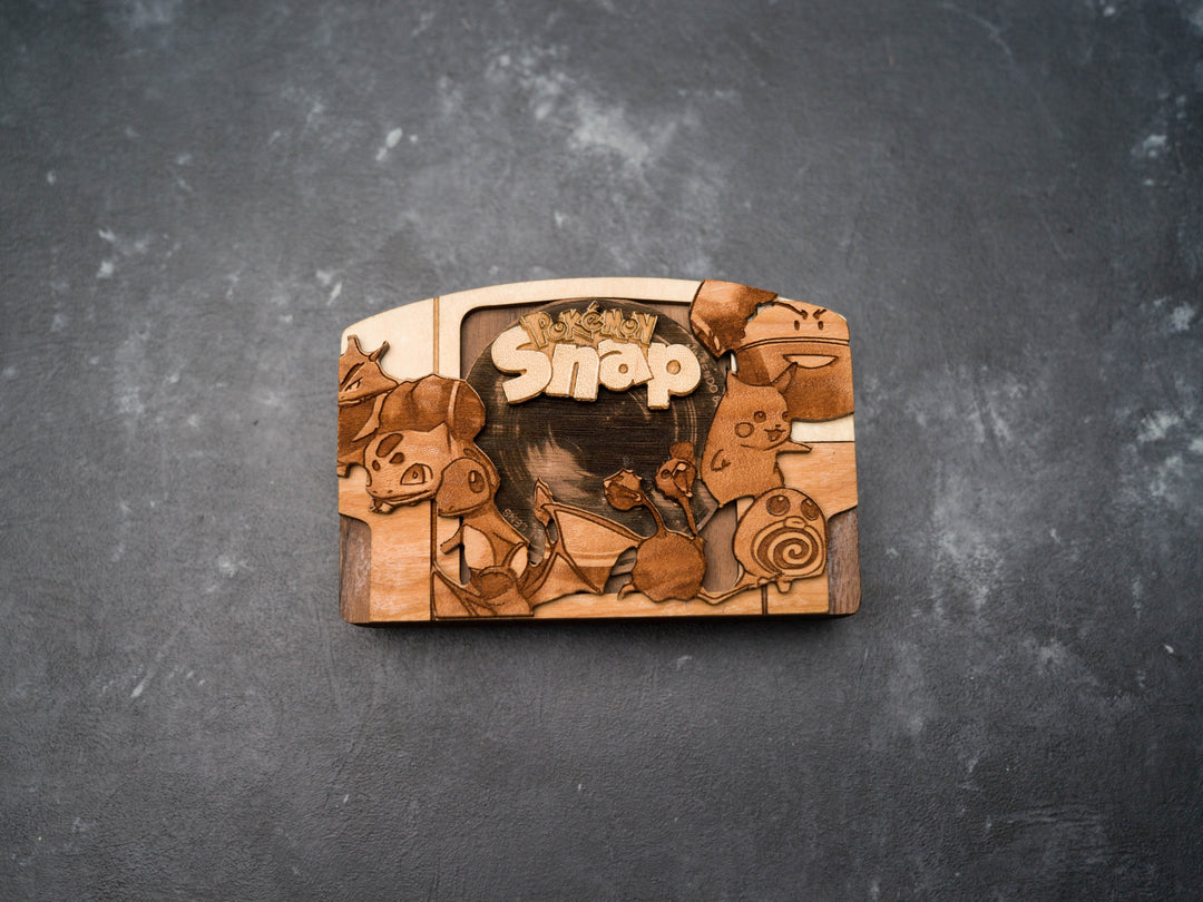 Wooden Pokemon Snap replica / N64 Cartridge Replica