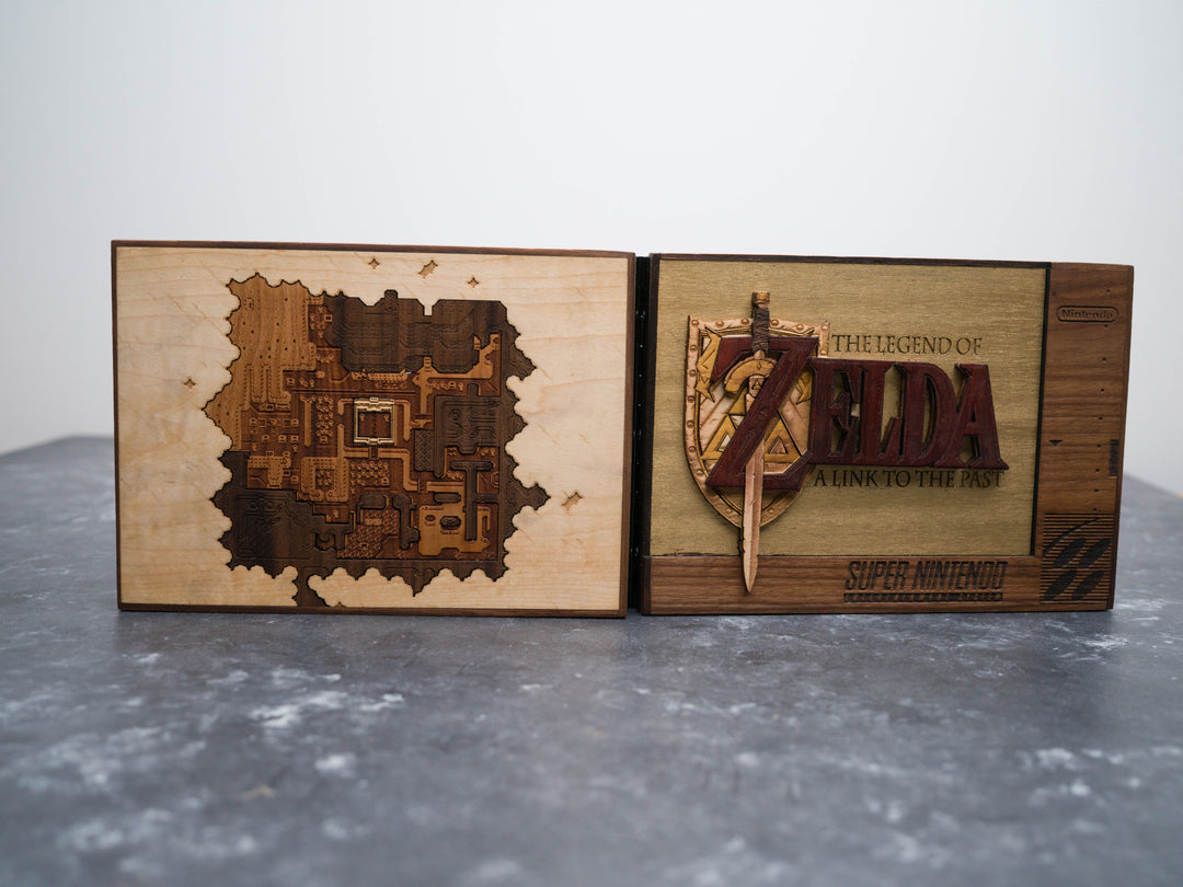 Wooden Zelda Link to the Past SNES Cartridge holder