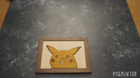 Wooden Shocked Pikachu meme