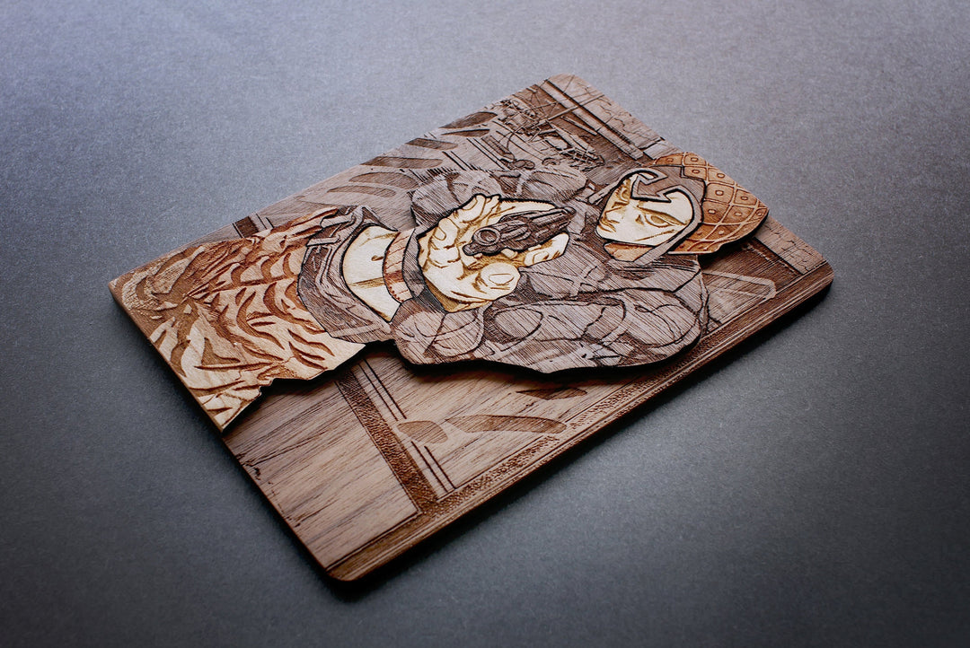 Custom recreated scenes of your favorite manga onto layered wood