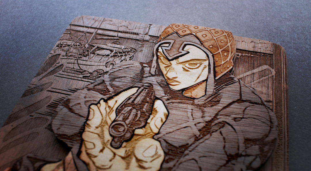 Custom recreated scenes of your favorite manga onto layered wood