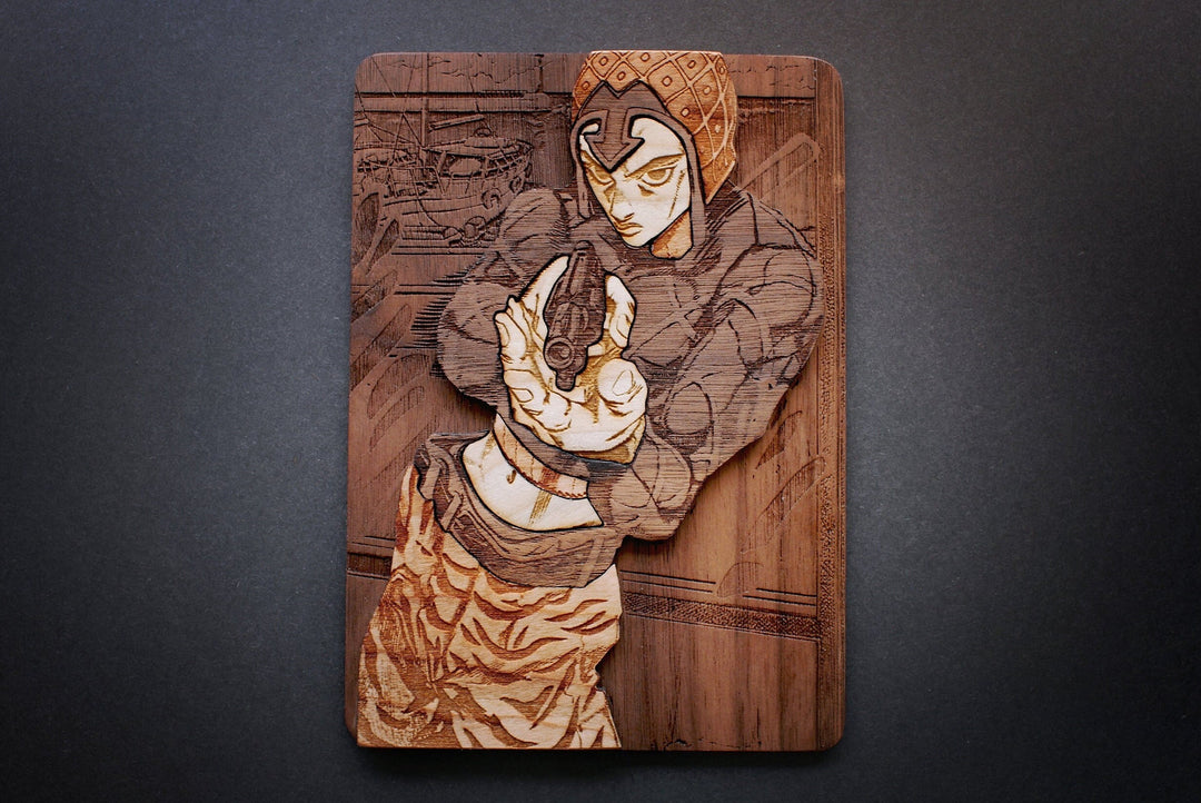 Custom recreated scenes of your favorite manga onto layered wood