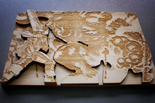 Custom recreated scenes of your favorite manga onto layered wood