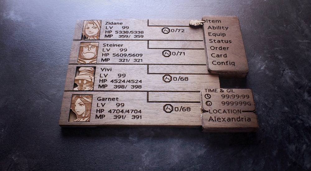 Custom Wooden Final Fantasy 9 menu screen with characters you can pick