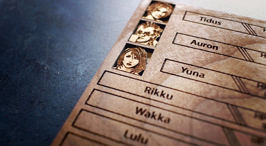 Custom Wooden Final Fantasy X menu screen with characters you can pick