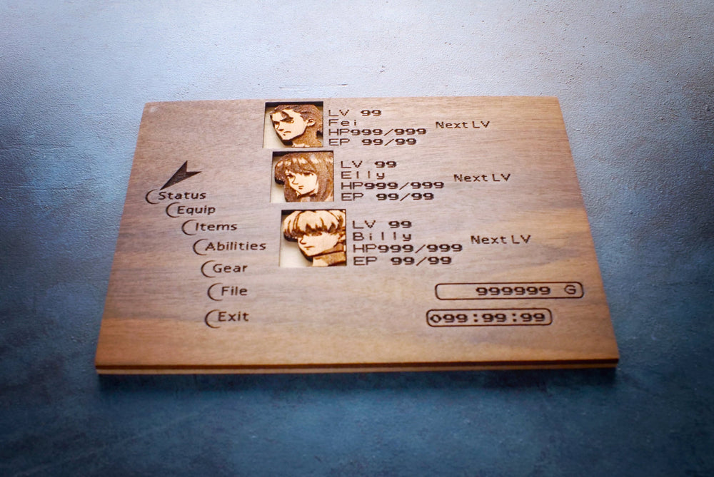 Custom Wooden Xenogears menu screen with characters you can pick