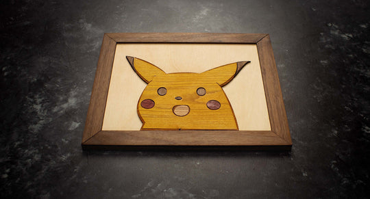 Wooden Shocked Pikachu meme