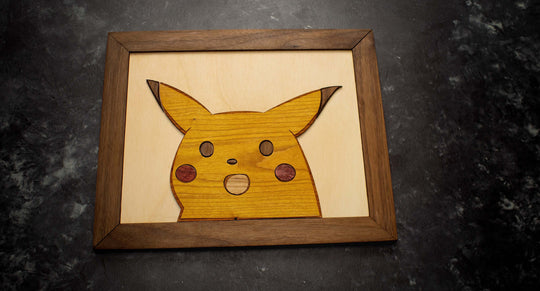 Wooden Shocked Pikachu meme