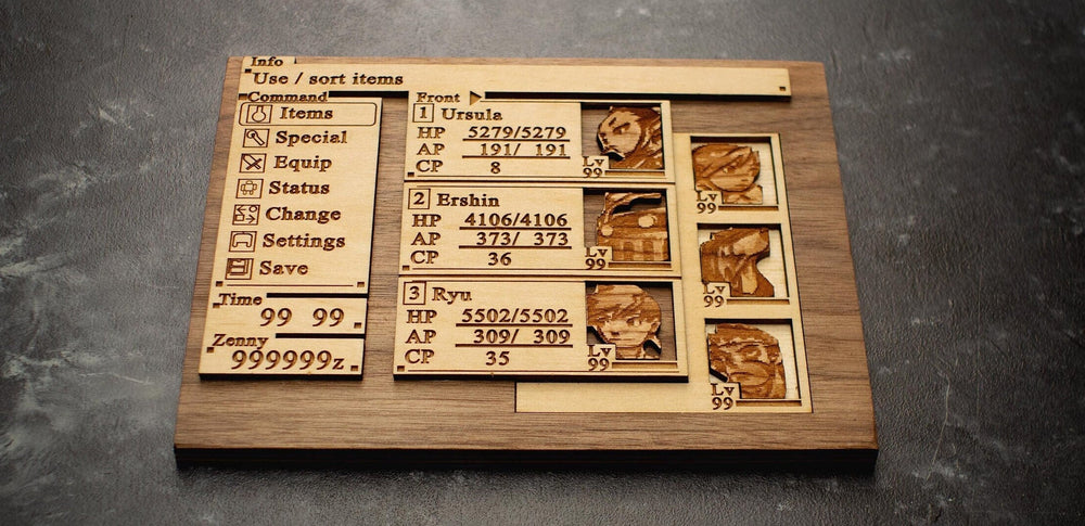Custom Wooden Breath of Fire 4 menu screen with characters you can pick