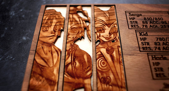 Custom Wooden Chrono Cross menu screen with characters you can pick
